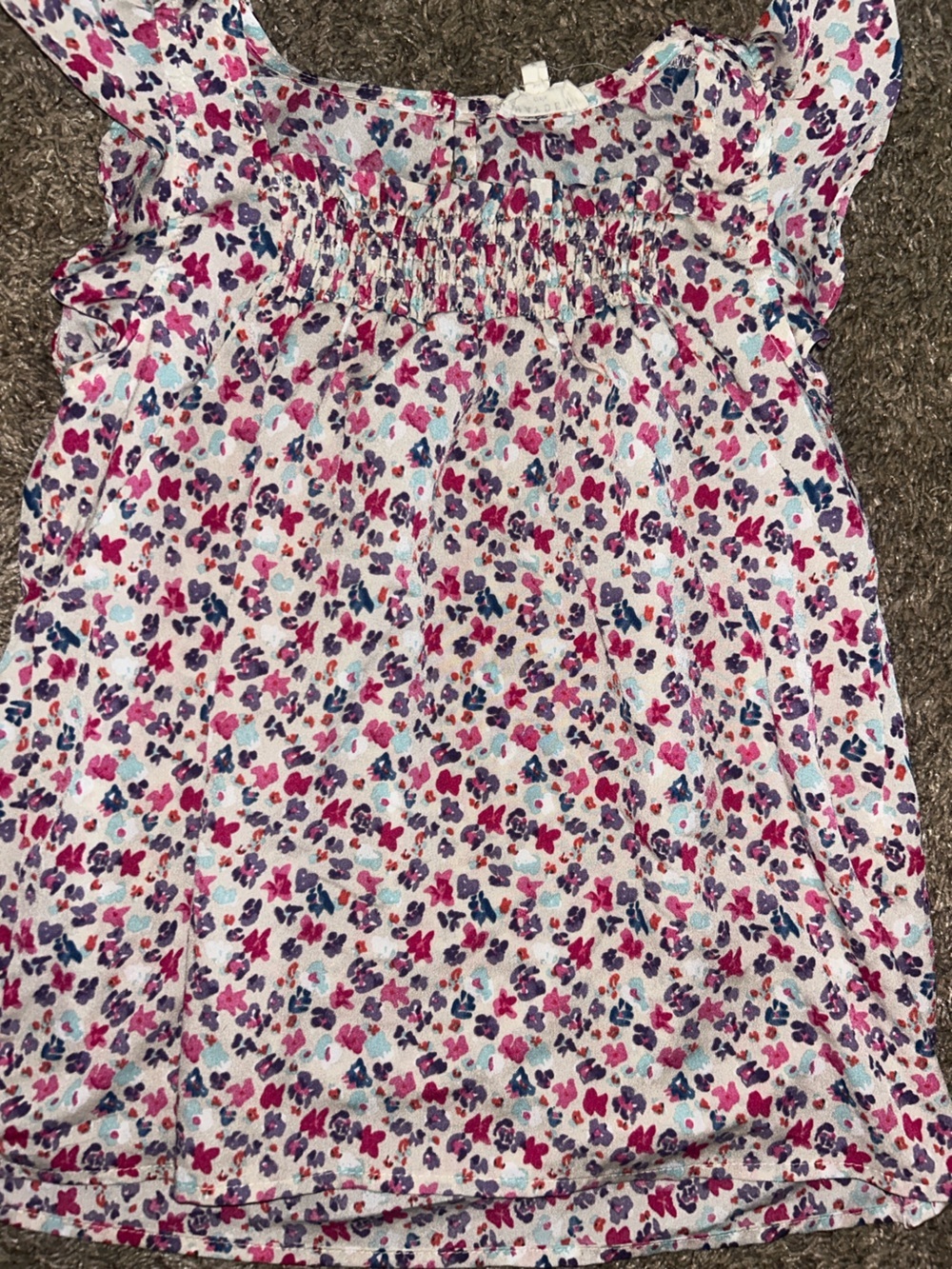Hayden Girls Floral Top in White with Pink, Purple & Teal Accents